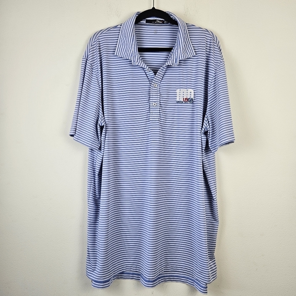 RLX 100 USGA Green Section Striped Short Sleeve Polo Shirt Size XL